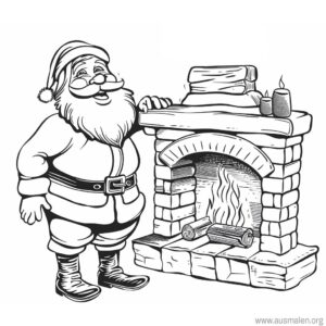 ausmalbilder-weihnachtsmann-kamin